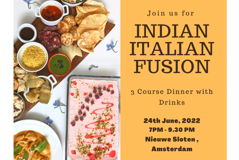 Indian Italian Fusion Dinner – 3 Course with Drinks